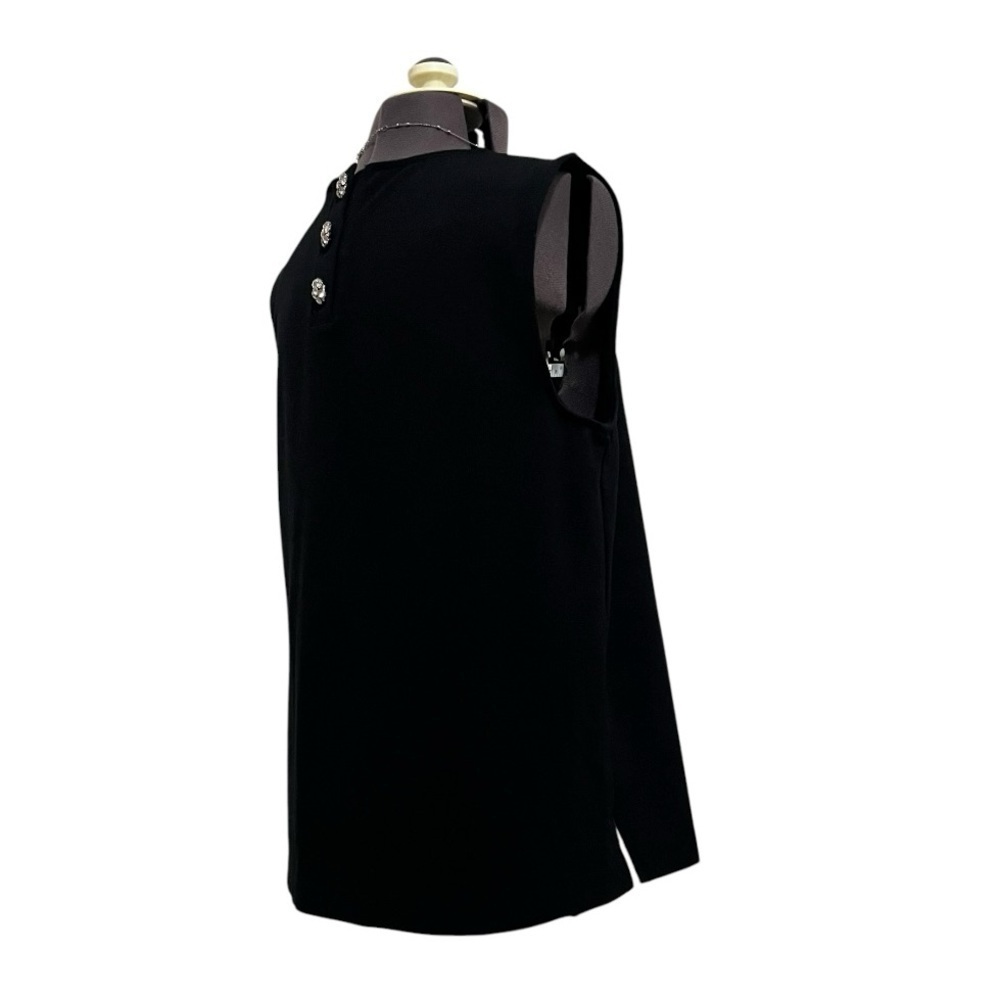 J. Crew Black Jeweled Button Back Sleeveless Ponte Tank Top Size M - Picture 9 of 15